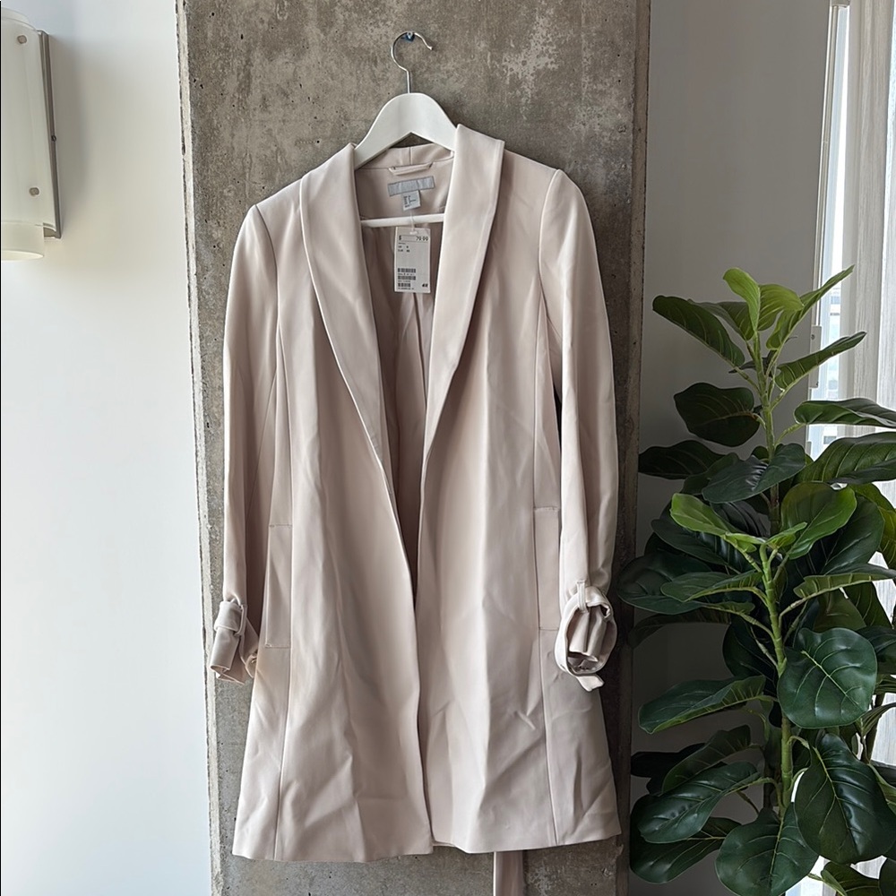 H&M Cream Trench-Type Blazer Coat